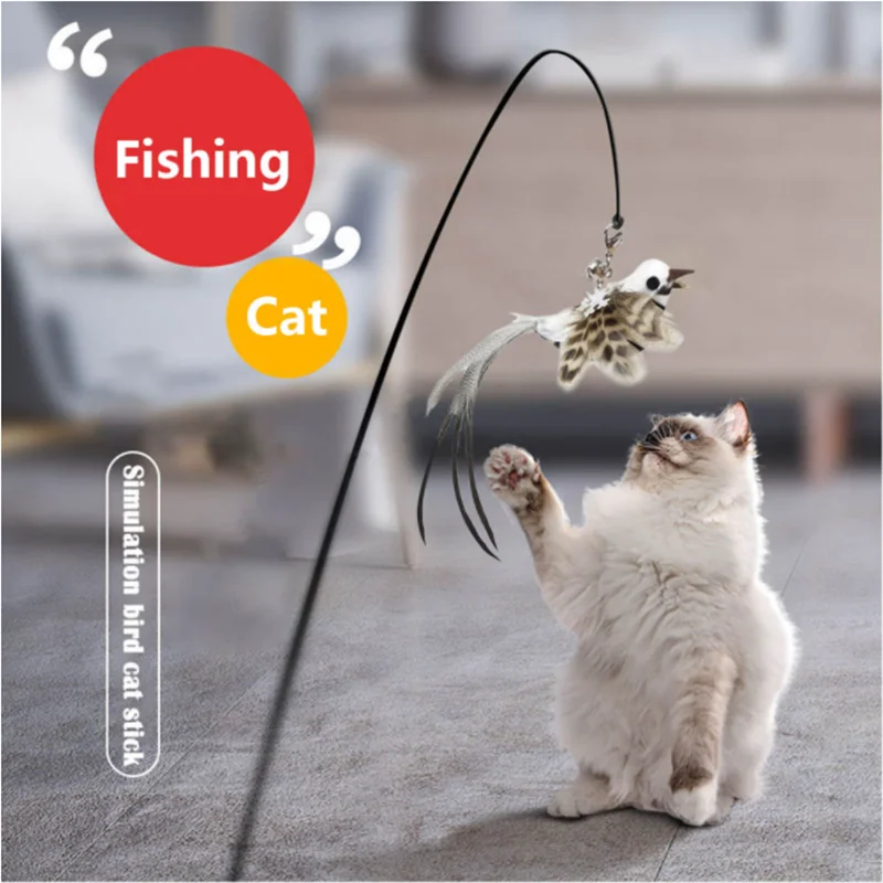 Interactive Feather Bird Cat Toy with Bell and Suction Cup