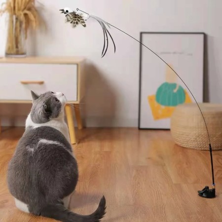 Interactive Feather Bird Cat Toy with Bell and Suction Cup