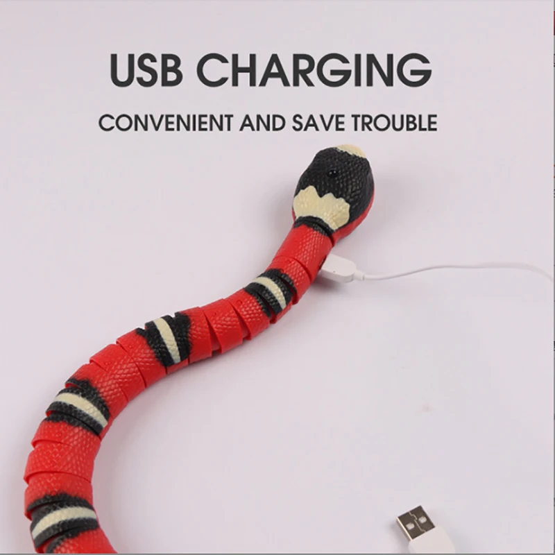 Interactive Smart Sensing Snake Toy for Cats - USB Rechargeable