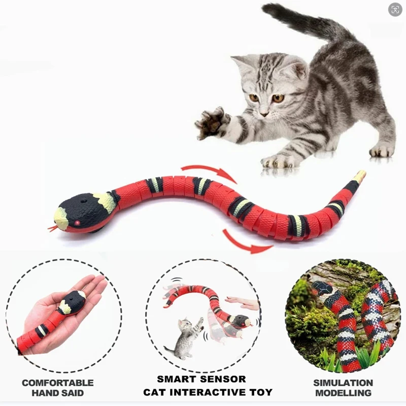 Interactive Smart Sensing Snake Toy for Cats - USB Rechargeable
