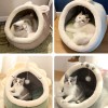 Cozy Cat Bed with Cartoon Ears - Foldable & Washable