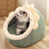 Cozy Cat Bed with Cartoon Ears - Foldable & Washable