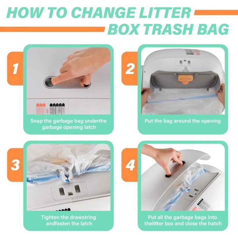 Tonepie Cat Litter Box Poop Bags - Drawstring Closure (10 Rolls)