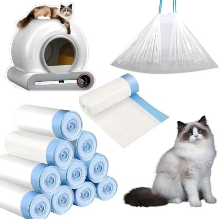 Tonepie Cat Litter Box Poop Bags - Drawstring Closure (10 Rolls)