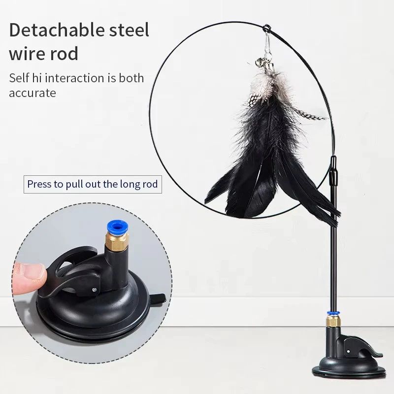 Interactive Feather Cat Toy with Suction Cup - Teaser Wand