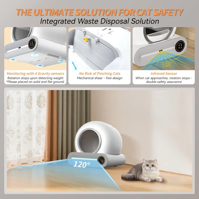 Smart 65L Self-Cleaning Cat Litter Box with App Control