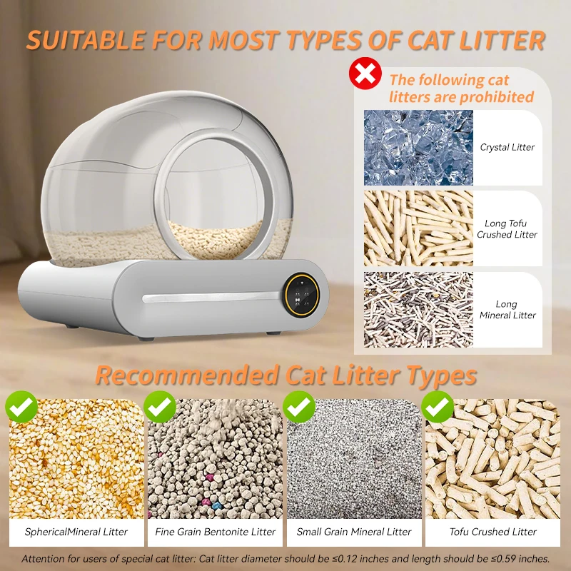 Smart 65L Self-Cleaning Cat Litter Box with App Control