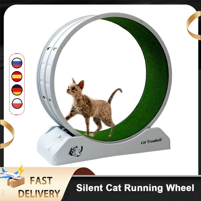 Large Silent Cat Treadmill Wheel with Detachable Carpet